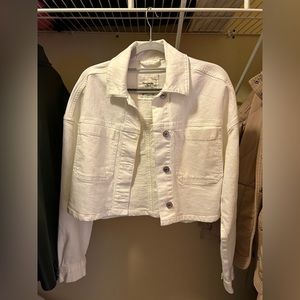 Abercrombie & Fitch White Cropped Denim Jacket
